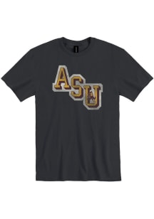 Arizona State Sun Devils Black Slanted Initials Soft Style Short Sleeve T Shirt