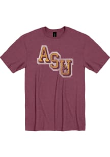 Arizona State Sun Devils Maroon Slanted Initials Soft Style Short Sleeve T Shirt