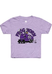 Rally TCU Horned Frogs Youth Lavender Frog Horn Short Sleeve T-Shirt