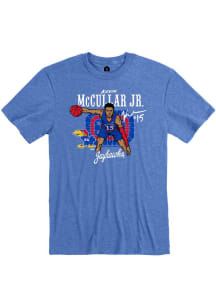 Kevin McCullar Jr Kansas Jayhawks Blue Caricature Basketball Short Sleeve Fashion Player T Shirt