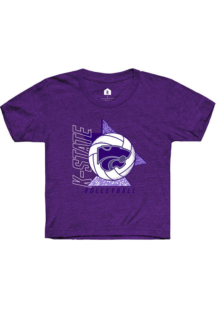 Rally K-State Wildcats Youth Purple Volleyball Triangle Short Sleeve T-Shirt