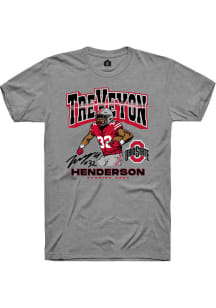 TreVeyon Henderson Rally Mens Grey Ohio State Buckeyes Caricature Player T Shirt