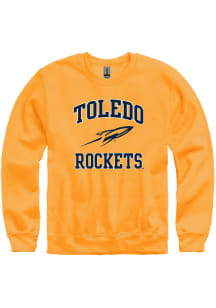 Rally Toledo Rockets Mens Gold No 1 Graphic Long Sleeve Crew Sweatshirt