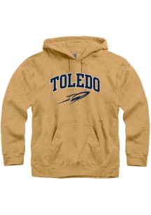 Rally Toledo Rockets Mens Gold Arch Mascot Long Sleeve Hoodie