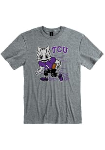 Rally TCU Horned Frogs Grey Football Mascot Short Sleeve T Shirt