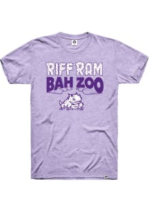 Rally TCU Horned Frogs Lavender Riff Ram Bah Zoo Short Sleeve Fashion T Shirt