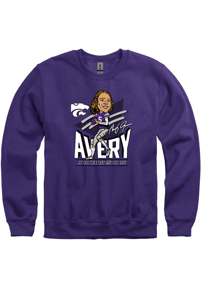 Avery Johnson K-State Wildcats Mens Purple Football Caricature Player Crew