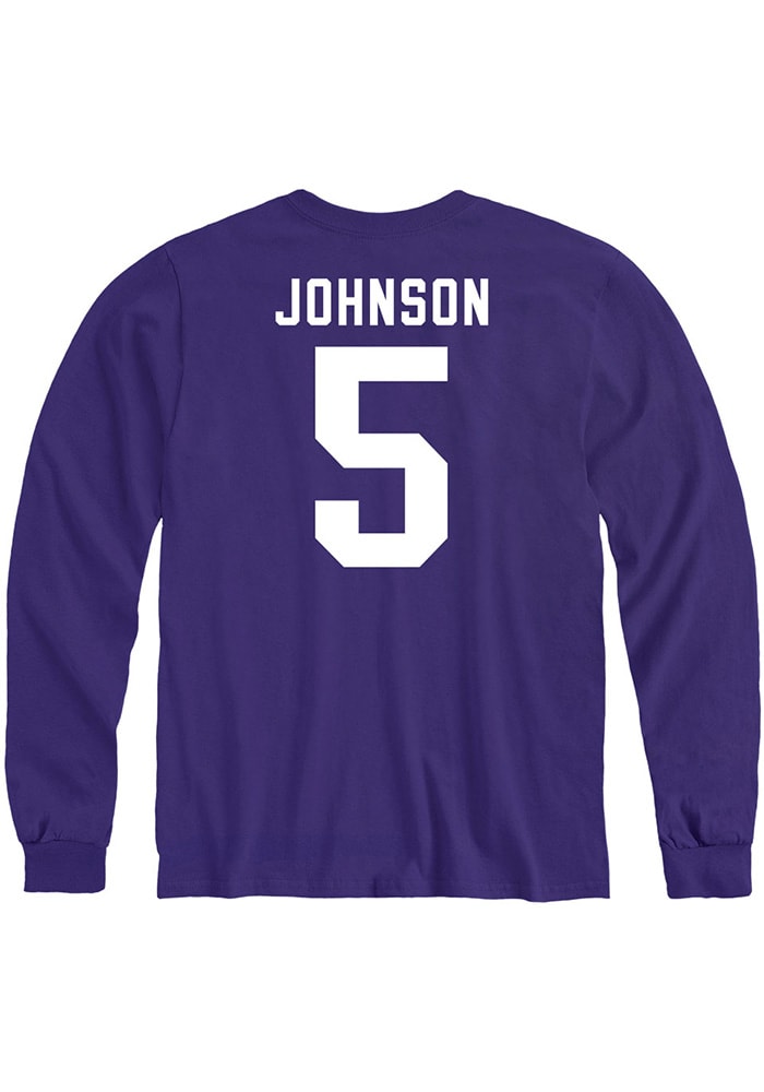 Avery Johnson K-State Wildcats Purple Football Name And Number Long Sleeve Player T Shirt