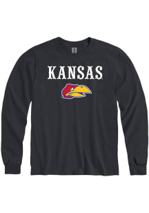 Rally Kansas Jayhawks Black Wordmark Warhawk Long Sleeve T Shirt