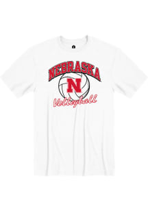 Rally Nebraska Cornhuskers White Number One Volleyball Short Sleeve Fashion T Shirt
