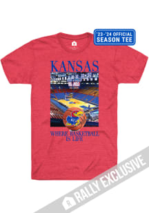 Rally Kansas Jayhawks Red 2023 Official Basketball Season Short Sleeve T Shirt