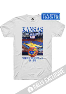Rally Kansas Jayhawks White 2023 Official Basketball Season Short Sleeve T Shirt
