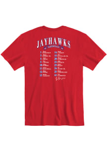 Kansas Jayhawks Red Rally Basketball 2023 Roster Short Sleeve Player T Shirt