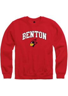 Rally Benton Cardinals Mens Red Arch Mascot Long Sleeve Crew Sweatshirt