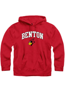 Rally Benton Cardinals Mens Red Arch Mascot Long Sleeve Hoodie