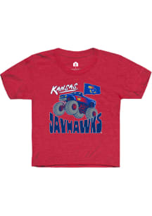 Rally Kansas Jayhawks Toddler Red KU MONSTER TRUCK TEE Short Sleeve T-Shirt