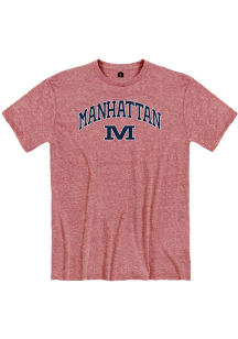 Rally Manhattan High School Indians Red Arch Mascot Short Sleeve Fashion T Shirt