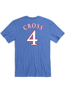 Justin Cross Kansas Jayhawks Blue Basketball Name And Number Short Sleeve Player T Shirt