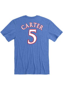 Chris Carter Kansas Jayhawks Blue Basketball Name And Number Short Sleeve Player T Shirt