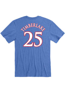 Nick Timberlake Kansas Jayhawks Blue Basketball Name And Number Short Sleeve Player T Shirt