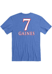 Paris Gaines Kansas Jayhawks Blue Basketball Name And Number Short Sleeve Player T Shirt