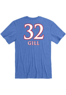 Skyler Gill Kansas Jayhawks Blue Basketball Name And Number Short Sleeve Player T Shirt