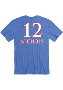 S'Mya Nichols Kansas Jayhawks Blue Basketball Name And Number Short Sleeve Player T Shirt