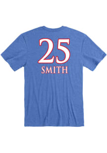 McKenzie Smith Kansas Jayhawks Blue Basketball Name And Number Short Sleeve Player T Shirt