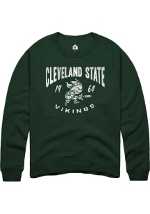Rally Cleveland State Vikings Mens Green Vintage Distress Long Sleeve Crew Sweatshirt