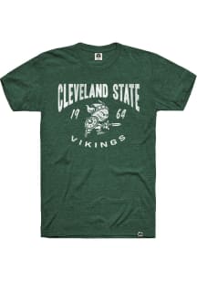 Rally Cleveland State Vikings Green Vintage Distress Short Sleeve Fashion T Shirt