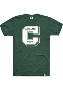 Rally Cleveland State Vikings Green Vintage Letter C Short Sleeve Fashion T Shirt