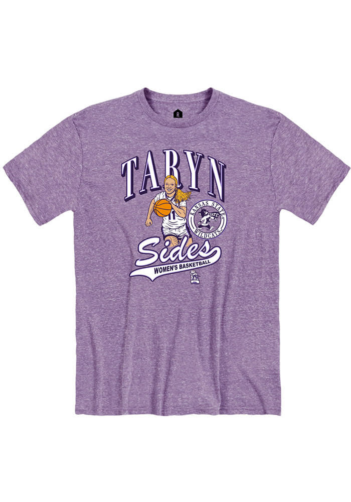 Taryn Sides K-State Wildcats Purple Caricature Womens Basketball Short Sleeve Fashion Player T Shirt