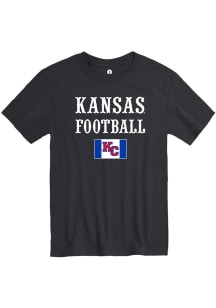 Rally Kansas Jayhawks Black Football KC Flag Short Sleeve T Shirt