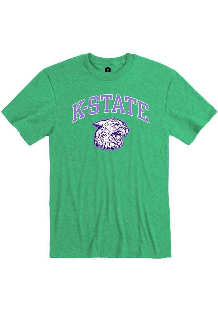 Rally K-State Wildcats Green Vintage Arch Mascot Short Sleeve T Shirt
