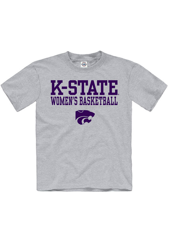 K-State Wildcats Youth Grey Wordmark Womens Basketball Tee Short Sleeve T-Shirt