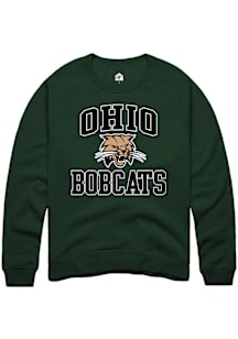 Rally Ohio Bobcats Mens Green Logo Number 1 Long Sleeve Crew Sweatshirt