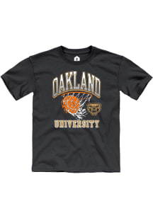 Rally Oakland University Golden Grizzlies Youth Black Basketball Short Sleeve T-Shirt
