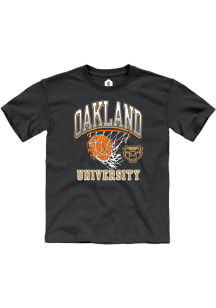 Rally Oakland University Golden Grizzlies Youth Black Basketball Short Sleeve T-Shirt