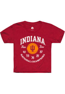 Rally Indiana Hoosiers Youth Cardinal Five Time National Champions Short Sleeve T-Shirt