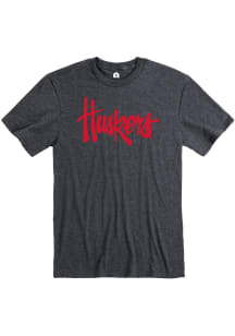 Rally Nebraska Cornhuskers Charcoal Alternate Wordmark Logo Short Sleeve T Shirt