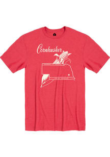 Rally Nebraska Cornhuskers Red Vintage State Shape Short Sleeve T Shirt