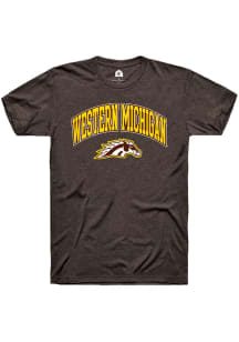 Western Michigan Broncos Brown Rally Arch Mascot Logo Short Sleeve T Shirt