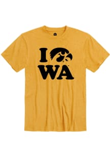 Rally Iowa Hawkeyes Gold Stacked Iowa Short Sleeve Fashion T Shirt