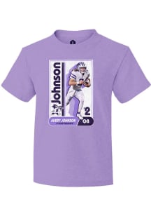 Avery Johnson Youth Lavender K-State Wildcats NIL Sport Icon Short Sleeve Player T-Shirt