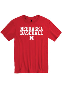 Rally Nebraska Cornhuskers Red Stacked Baseball Short Sleeve T Shirt