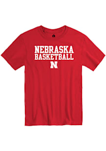 Rally Nebraska Cornhuskers Red Stacked Basketball Short Sleeve T Shirt