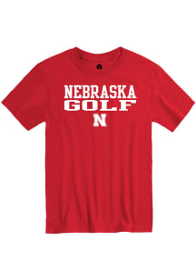 Rally Nebraska Cornhuskers Red Stacked Golf Short Sleeve T Shirt