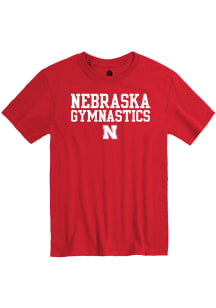 Rally Nebraska Cornhuskers Red Stacked Gymnastics Short Sleeve T Shirt