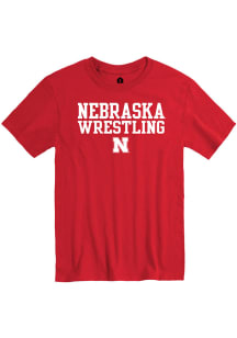 Rally Nebraska Cornhuskers Red Stacked Wrestling Short Sleeve T Shirt