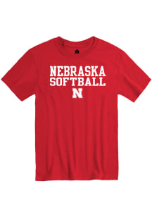 Nebraska Cornhuskers Red Rally Stacked Softball Short Sleeve T Shirt